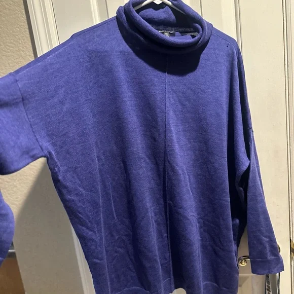 Eileen Fisher Women’s Deep purple Blue Turtleneck Sweater - Picture 2 of 8